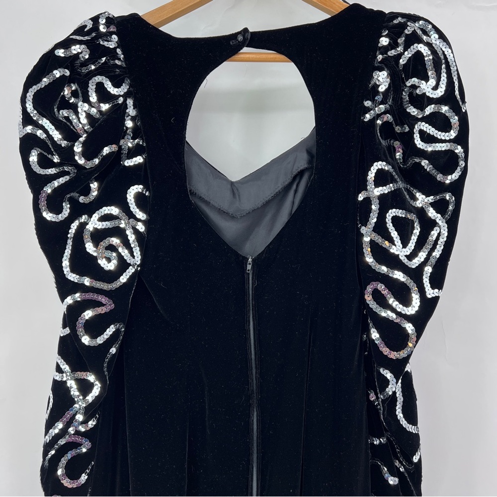 vintage velvet evening dress sequin 80s Dave &‎ Johnny - Picture 11 of 13